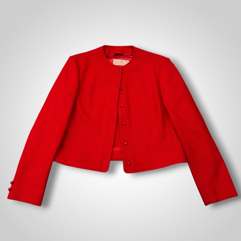 Vintage Pendleton Wool Blazer Womens Size 12 Red Cropped Button Front Jacket